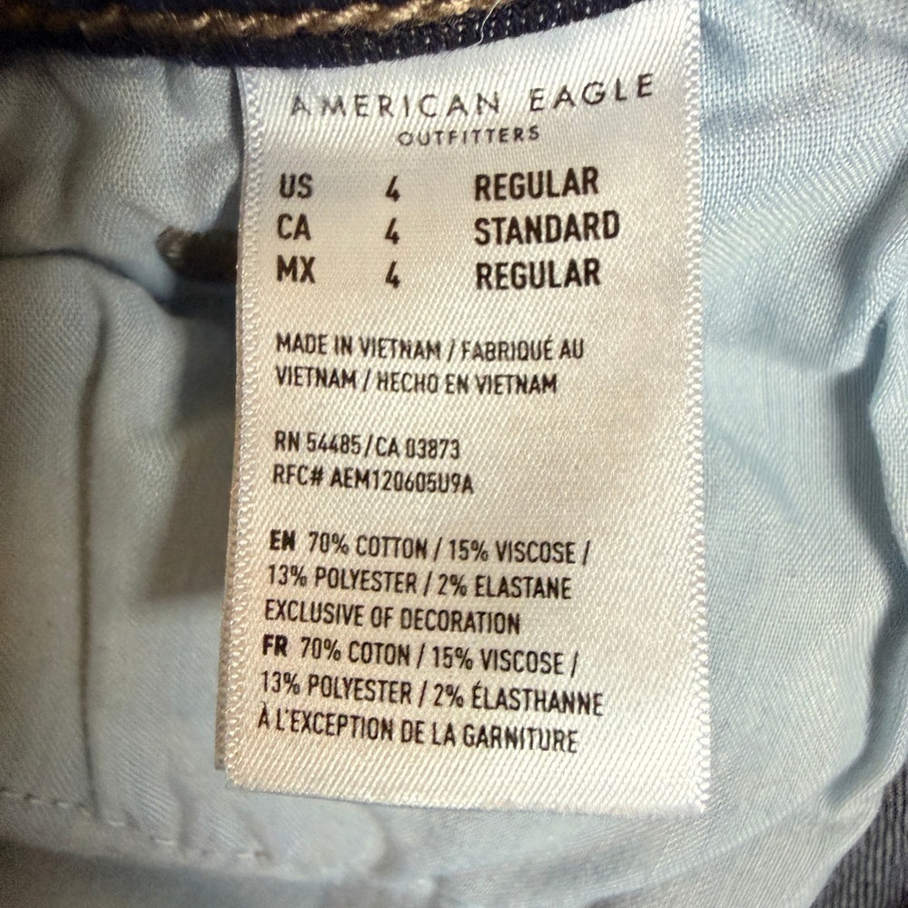 American Eagle Favorite Boyfriend Jeans Womens 4 Regular Blue Bootcut Stretch - Picture 3 of 15